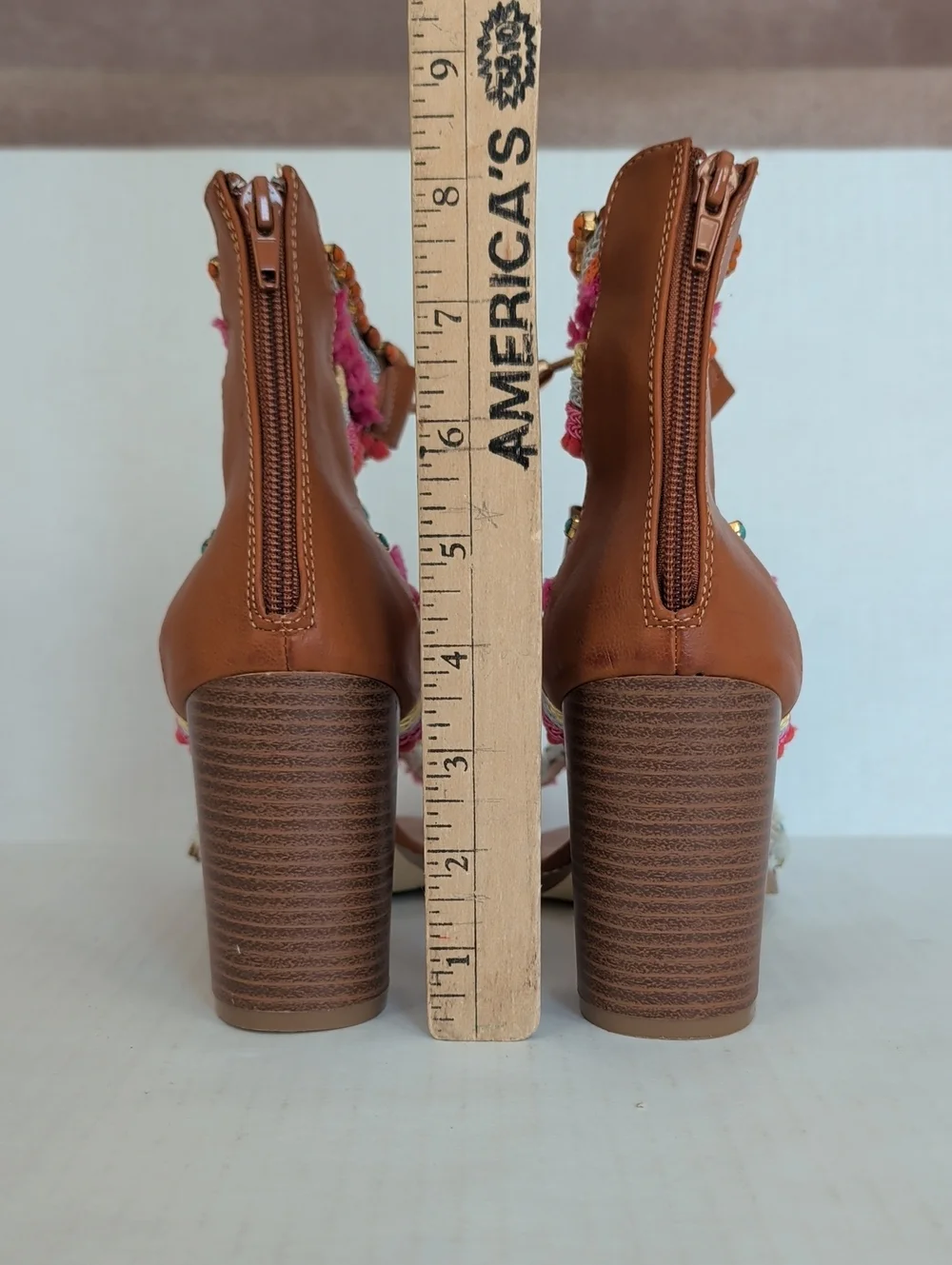 Charlotte Russe Edith-2 Lace-Up Gladiator Sandals 10 Pink Brown Multi